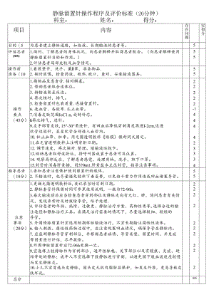体表留置针操作技术评分标准.docx