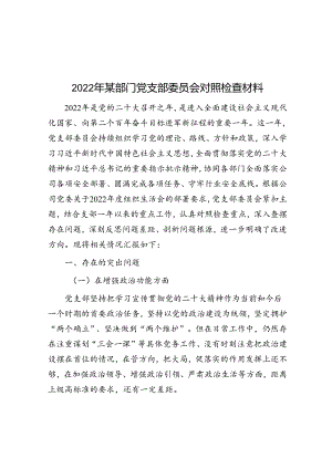 2022年某部门党支部委员会对照检查材料.docx