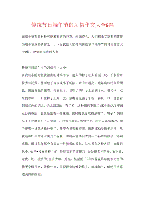 传统节日端午节的习俗作文大全9篇.docx