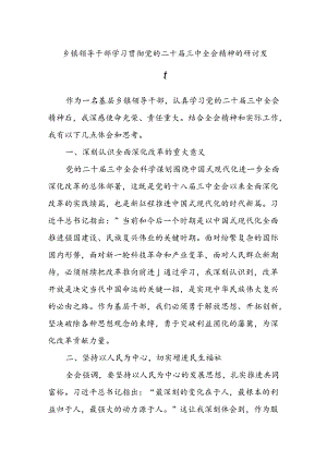 乡镇领导干部学习贯彻党的二十届三 中全会精神的研讨发言.docx