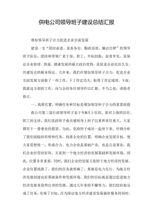 供电公司领导班子建设总结汇报.docx