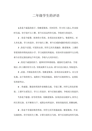 二年级学生的评语.docx