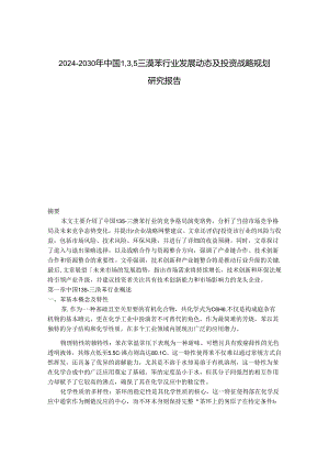 2024-2030年中国1,3,5三溴苯行业发展动态及投资战略规划研究报告.docx