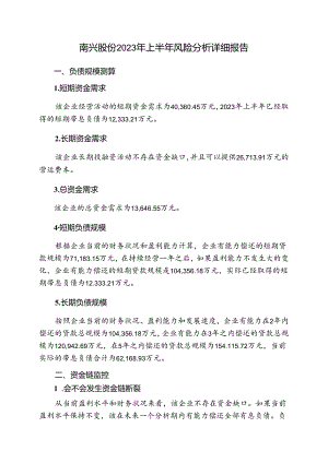 002757南兴股份2023年上半年财务风险分析详细报告.docx