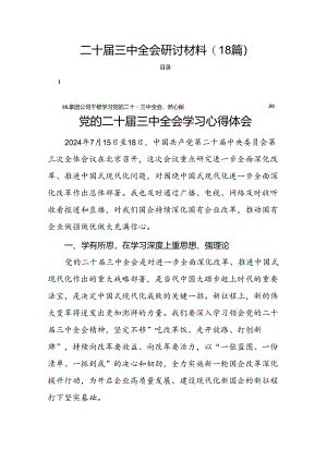 二十届三中全会研讨材料（18篇）.docx