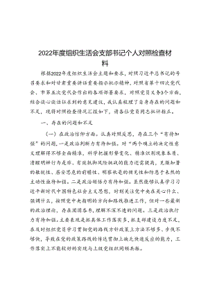 2022年度组织生活会支部书记个人对照检查材料.docx