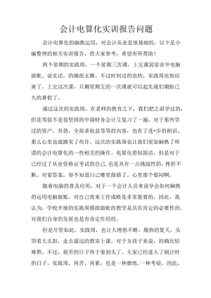 会计电算化实训报告问题.docx
