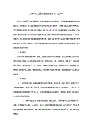乡镇中心卫生院绩效分配方案（试行）.docx