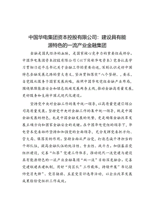 中国华电集团资本控股有限公司：建设具有能源特色的一流产业金融集团.docx