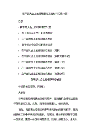 (9篇)在干部大会上的任职表态发言材料汇编.docx