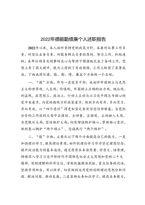2022年德能勤绩廉个人述职报告.docx