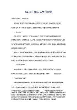 2024年公司统计人员工作总结.docx