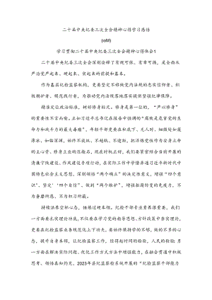 (10篇)二十届中央纪委三次全会精神心得学习感悟.docx