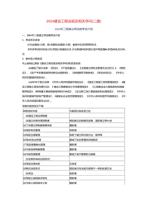 2024年二建-建设工程法规及相关知识内部讲义.docx