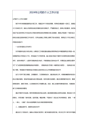 2024年公司的个人工作计划.docx