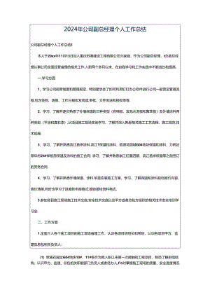 2024年公司副总经理个人工作总结.docx