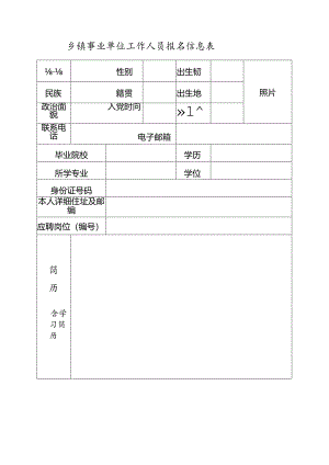乡镇事业单位工作人员报名信息表.docx