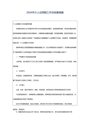 2024年个人试用期工作总结集锦篇.docx