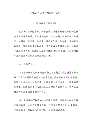 (2篇)村2024年工作计划汇编.docx