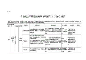2-10：食品安全风险管控清单（碳酸饮料〔汽水〕生产）.docx