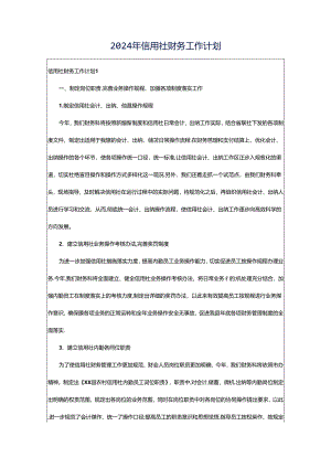 2024年信用社财务工作计划.docx