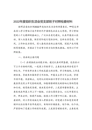 2022年度组织生活会党支部班子对照检查材料.docx