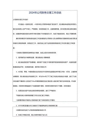 2024年公司财务主管工作总结.docx
