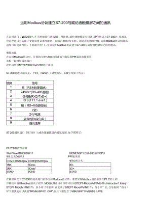 使用Modbus协议建立S7-200与威纶通触摸屏之间的通讯.docx