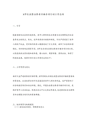 X市打击整治养老诈骗专项行动工作总结.docx