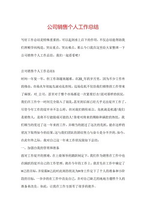 公司销售个人工作总结.docx