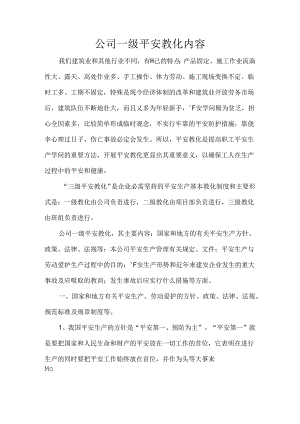 公司一级安全教育内容.docx