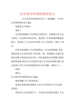 公司项目经理辞职信范文.docx