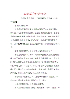 公司成立公告例文.docx