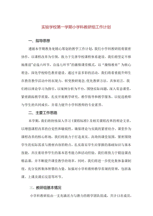 【精品】实验学校第一学期小学科教研组工作计划.docx