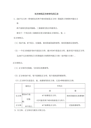 人教版五年级下册长方体和正方体知识点汇总[1].docx