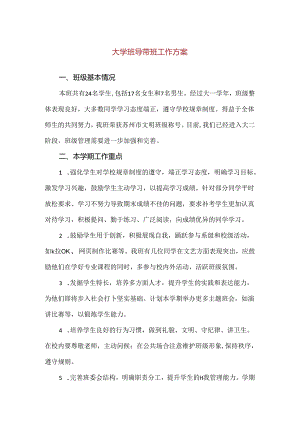【精品】大学班导带班工作方案.docx