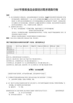 企业全面培训需求调查表-.docx