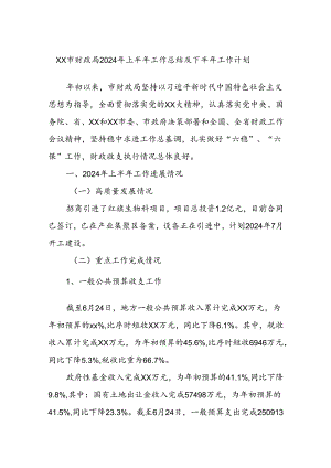 XX市财政局2024年上半年工作总结及下半年工作计划.docx