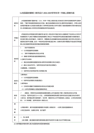 《6. 校园里的植物》教学设计-2024-2025学年科学一年级上册教科版.docx