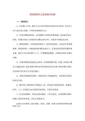 【精品】项目部泥水工安全技术交底.docx