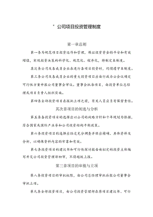 公司项目投资管理制度.docx