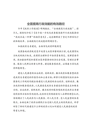 全面提高行政效能的有效路径.docx