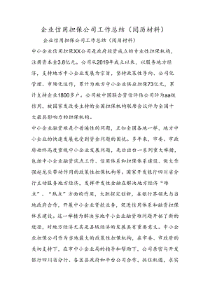 企业信用担保公司工作总结.docx