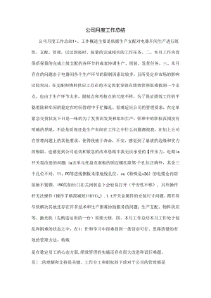 公司月度工作总结.docx