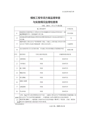 [监理资料][安全台账]模板工程专项方案监理审查与实施情况监理检查表.docx