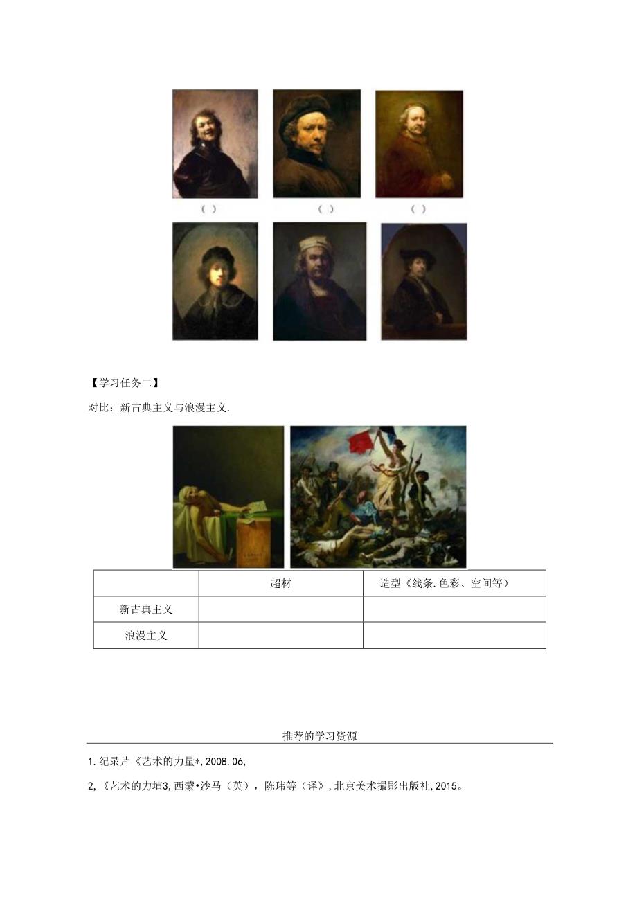 【任务单】现实与理想——西方古典绘画+学习任务单-人美版(2019)美术鉴赏.docx_第2页