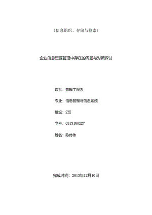 企业信息资源管理中存在的问题与对策.docx