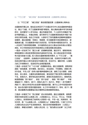以“千万工程”“浦江经验”推动高质量发展（主题教育心得体会）.docx