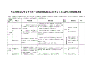 企业落实食品安全主体责任监督管理规定食品销售企业食品安全风险管控清单.docx