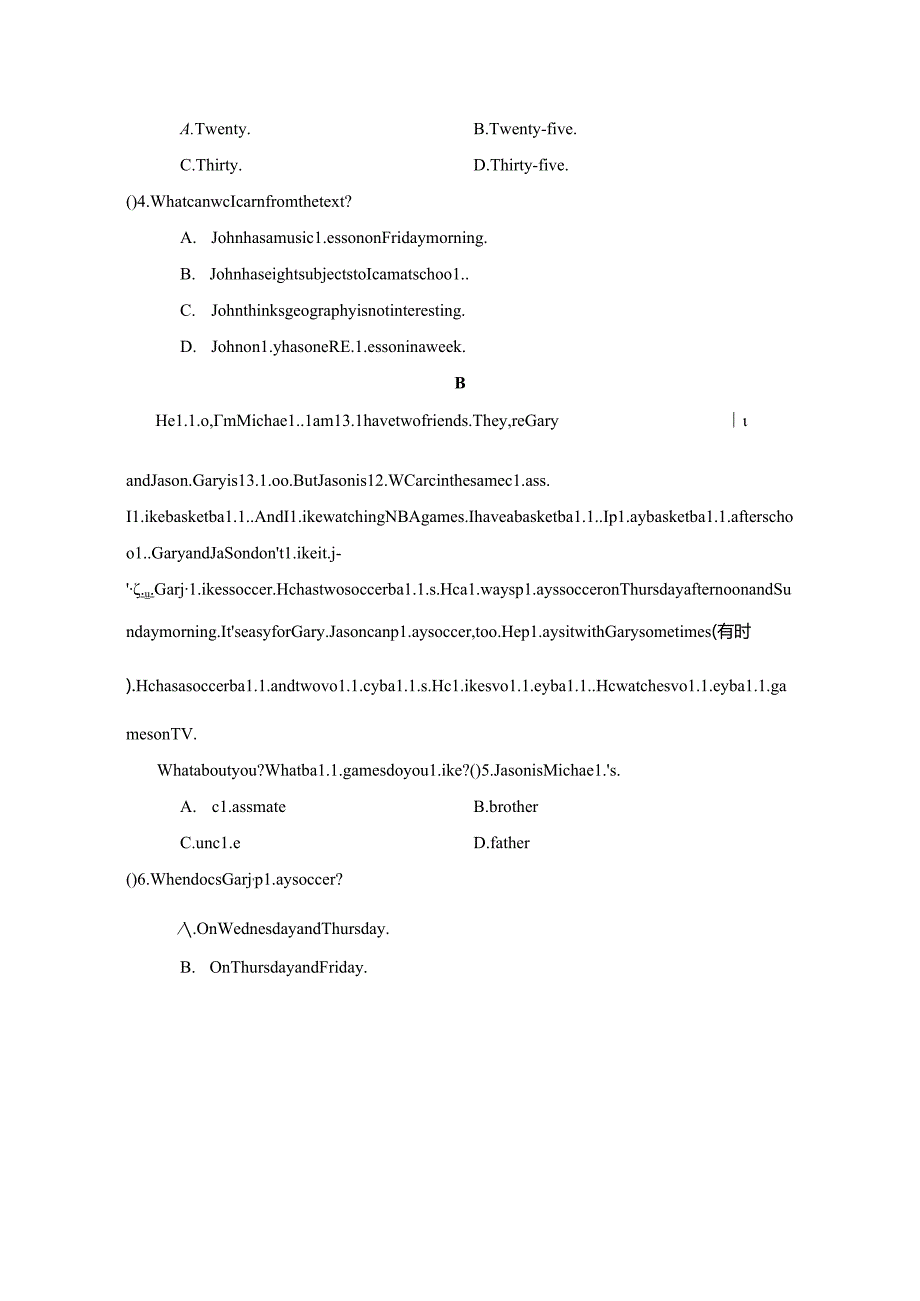Starter Welcome to junior high!学情评估卷(含答案).docx_第2页